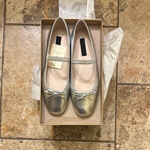 Sanctuary Metallic Silver Leather Ballet Flats